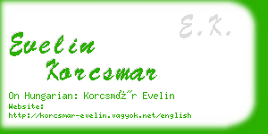 evelin korcsmar business card